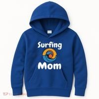Funny Surfing Mom Surfer Mother Retro Sunrise Sunset Surf Funny Gift Kids Hoodie thumb 0