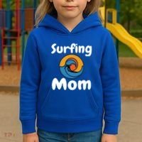 Funny Surfing Mom Surfer Mother Retro Sunrise Sunset Surf Funny Gift Kids Hoodie thumb 3
