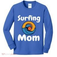 Funny Surfing Mom Surfer Mother Retro Sunrise Sunset Surf Funny Gift Kids Long Sleeve Shirt thumb 0