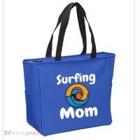 Funny Surfing Mom Surfer Mother Retro Sunrise Sunset Surf Funny Gift Tote Bag thumb 2