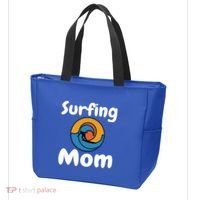 Funny Surfing Mom Surfer Mother Retro Sunrise Sunset Surf Funny Gift Tote Bag thumb 3