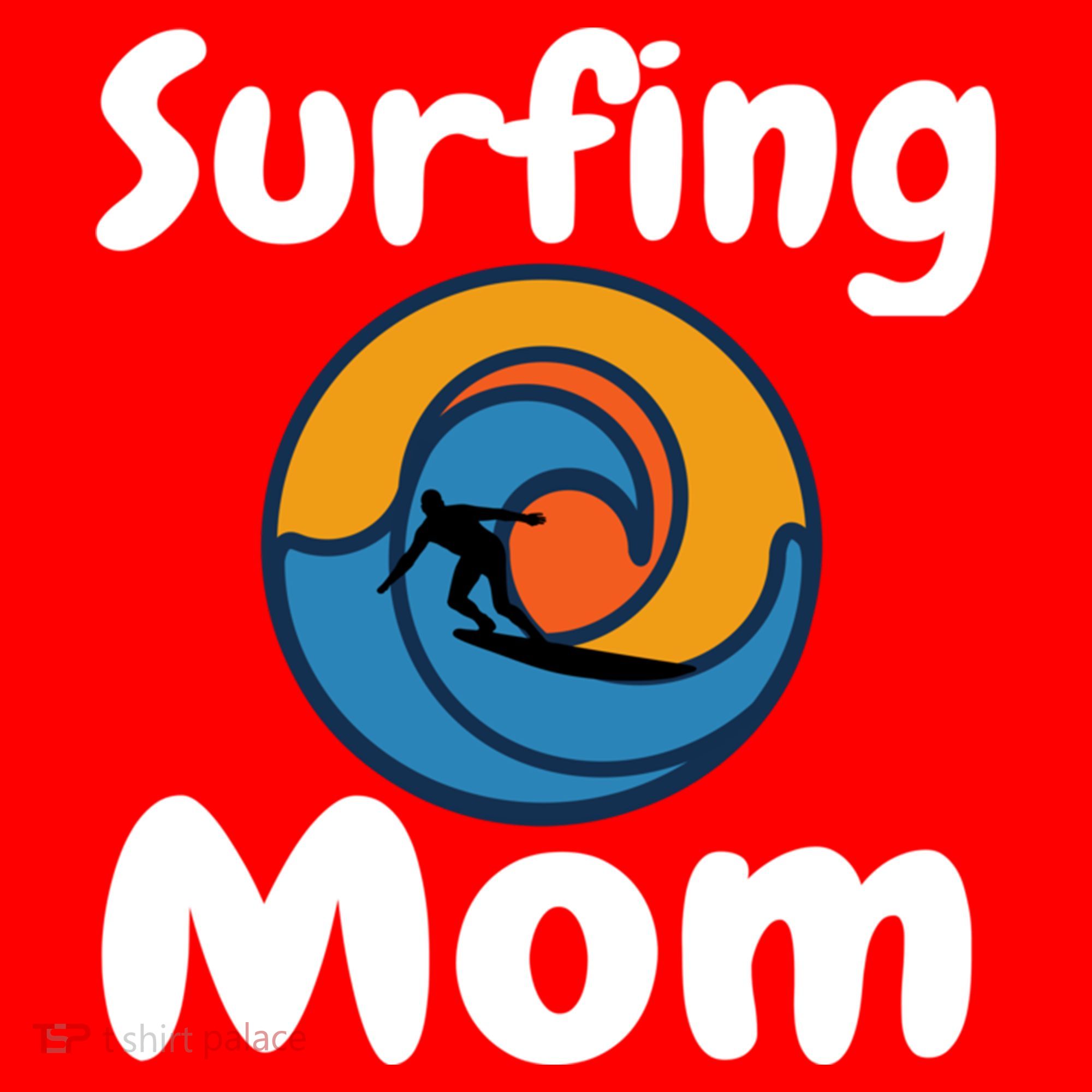 Funny Surfing Mom Surfer Mother Retro Sunrise Sunset Surf Funny Gift Santa Hat