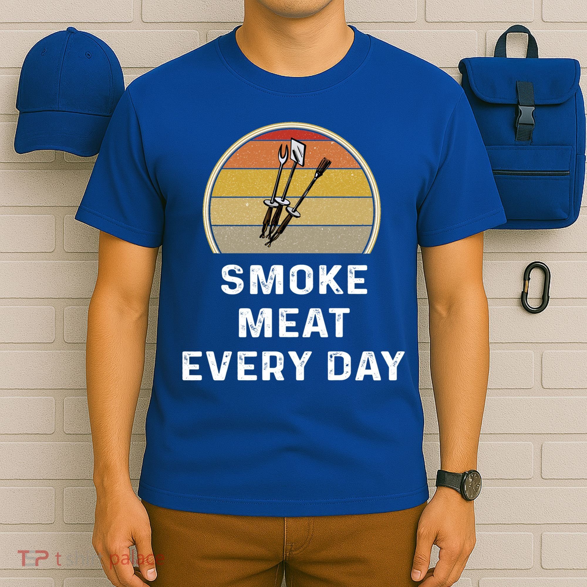 Funny Smoke Meat Every Day Brisket Smoking Grilling Meaningful Gift Great Gift T-Shirt