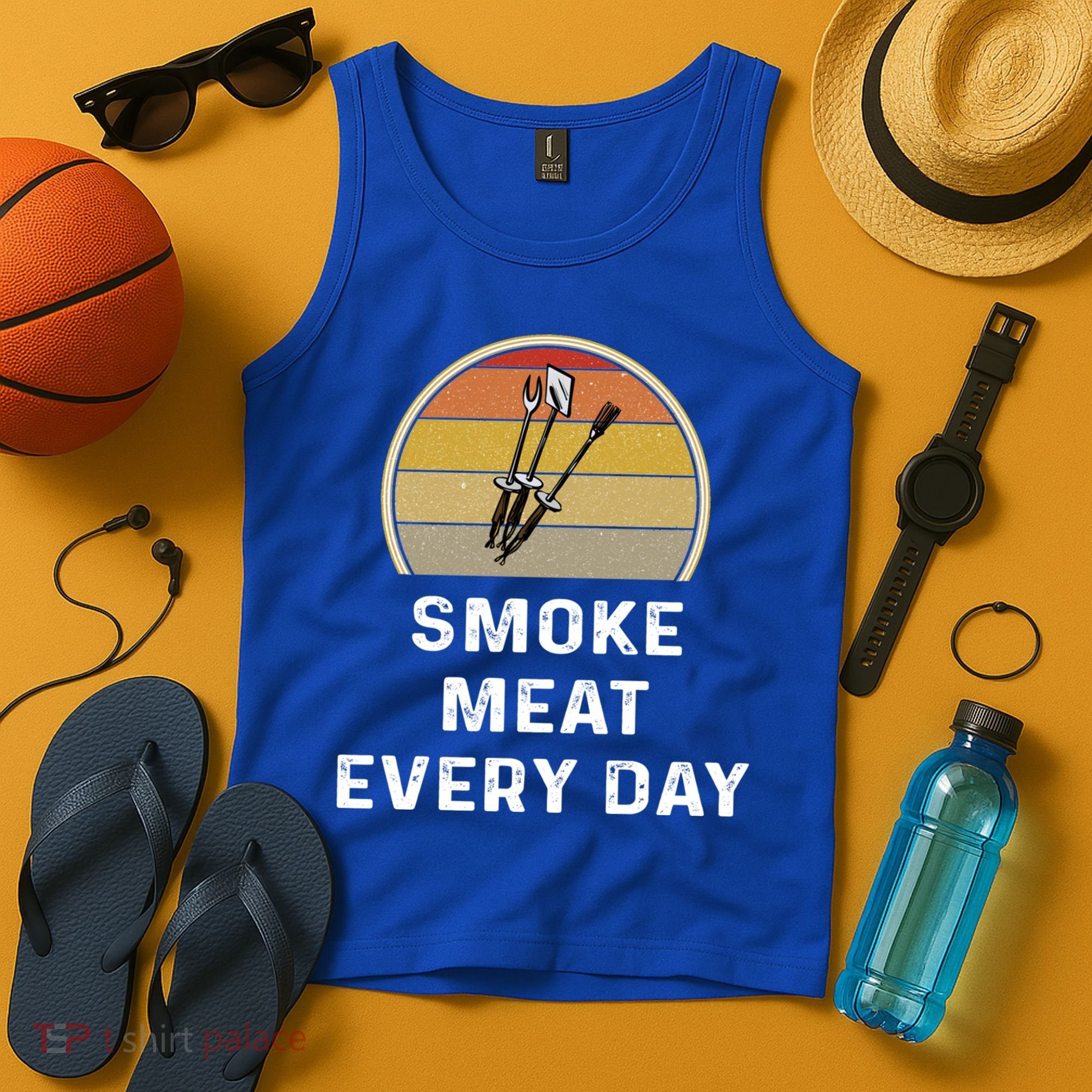 Funny Smoke Meat Every Day Brisket Smoking Grilling Meaningful Gift Great Gift Tank Top