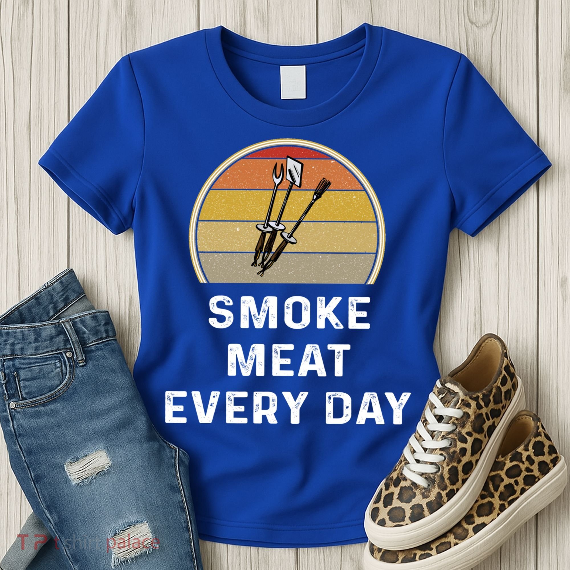 Funny Smoke Meat Every Day Brisket Smoking Grilling Meaningful Gift Great Gift Women's T-Shirt