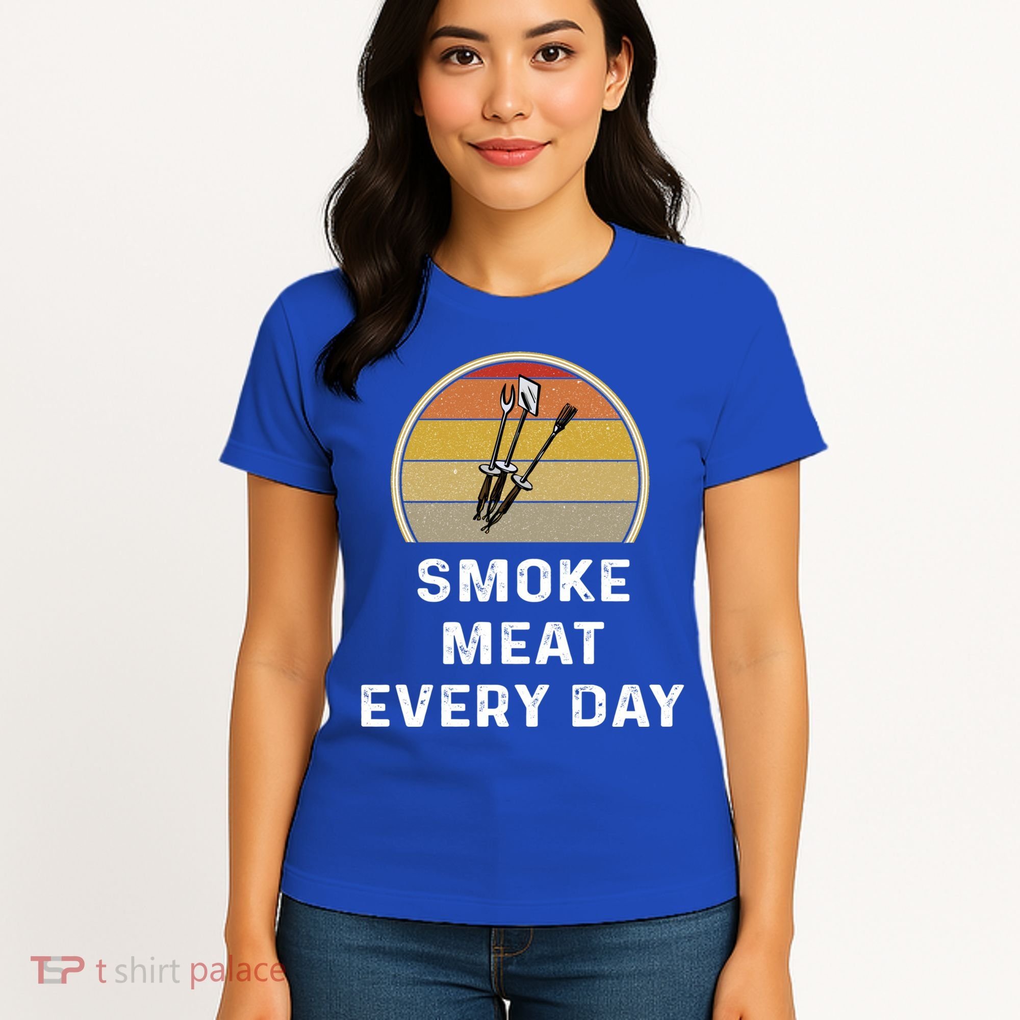 Funny Smoke Meat Every Day Brisket Smoking Grilling Meaningful Gift Great Gift Women's T-Shirt