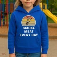 Funny Smoke Meat Every Day Brisket Smoking Grilling Meaningful Gift Great Gift Kids Hoodie thumb 3