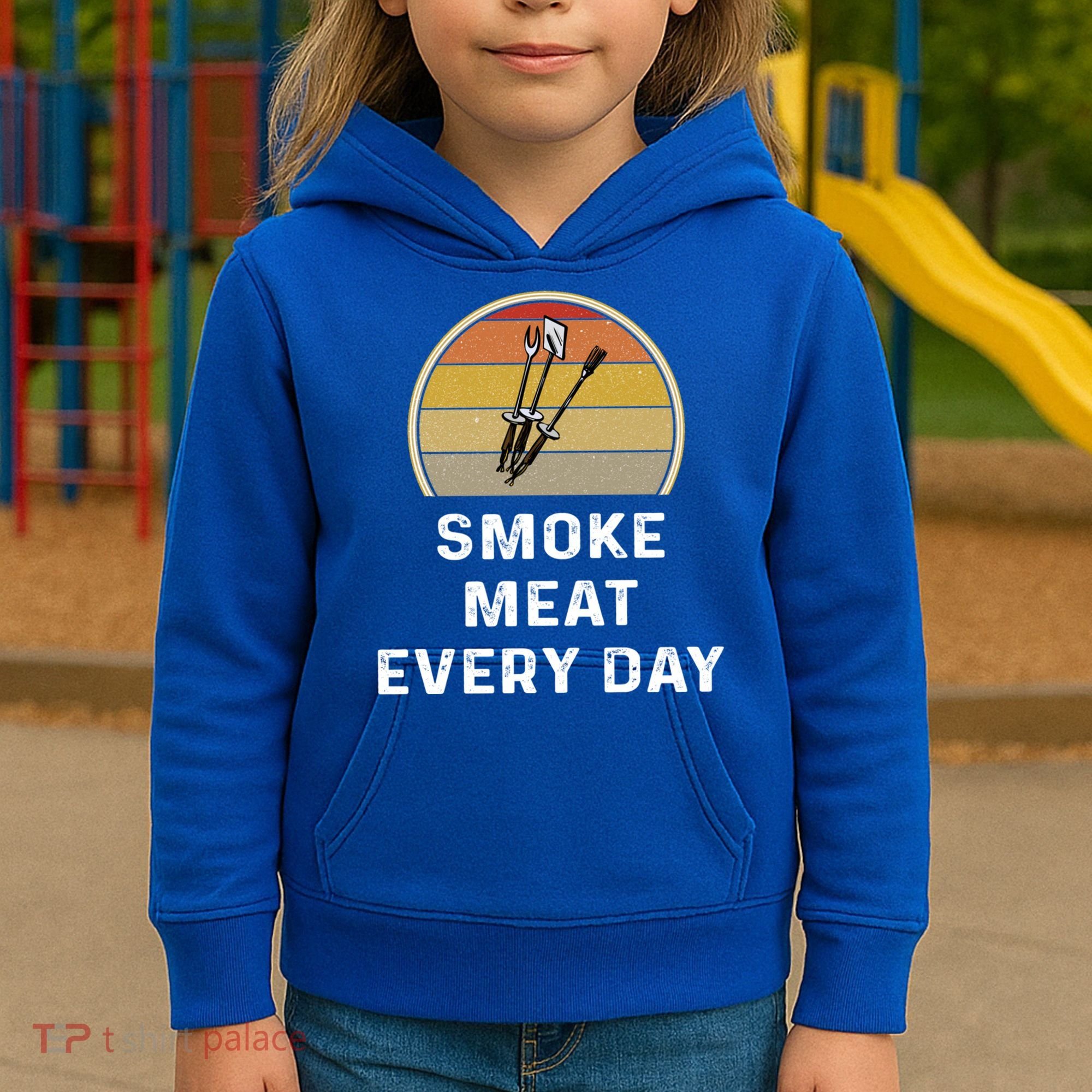 Funny Smoke Meat Every Day Brisket Smoking Grilling Meaningful Gift Great Gift Kids Hoodie