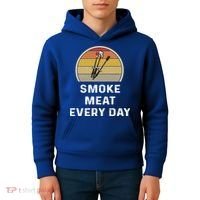 Funny Smoke Meat Every Day Brisket Smoking Grilling Meaningful Gift Great Gift Kids Hoodie thumb 4