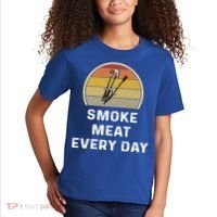 Funny Smoke Meat Every Day Brisket Smoking Grilling Meaningful Gift Great Gift Kids T-Shirt thumb 2