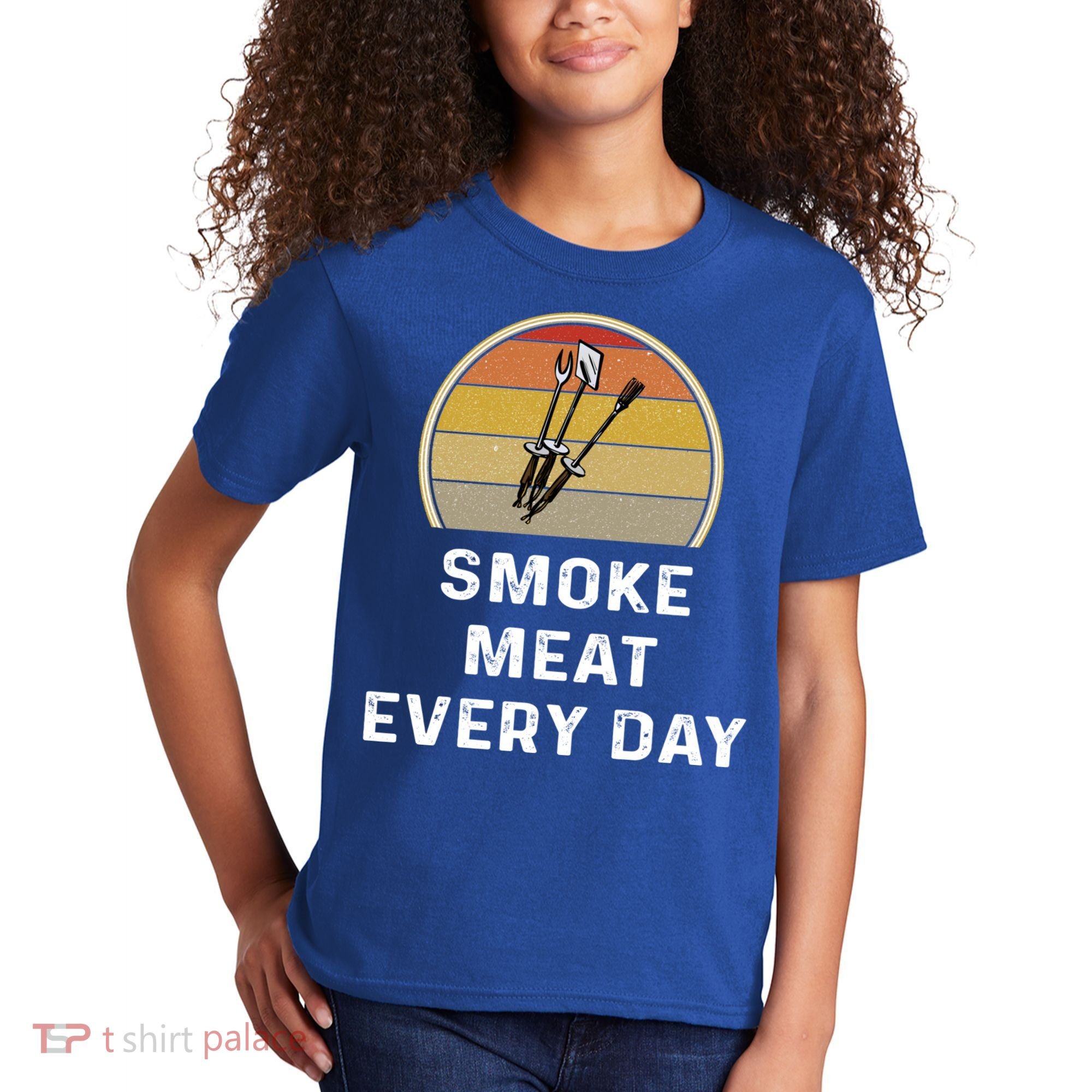 Funny Smoke Meat Every Day Brisket Smoking Grilling Meaningful Gift Great Gift Kids T-Shirt