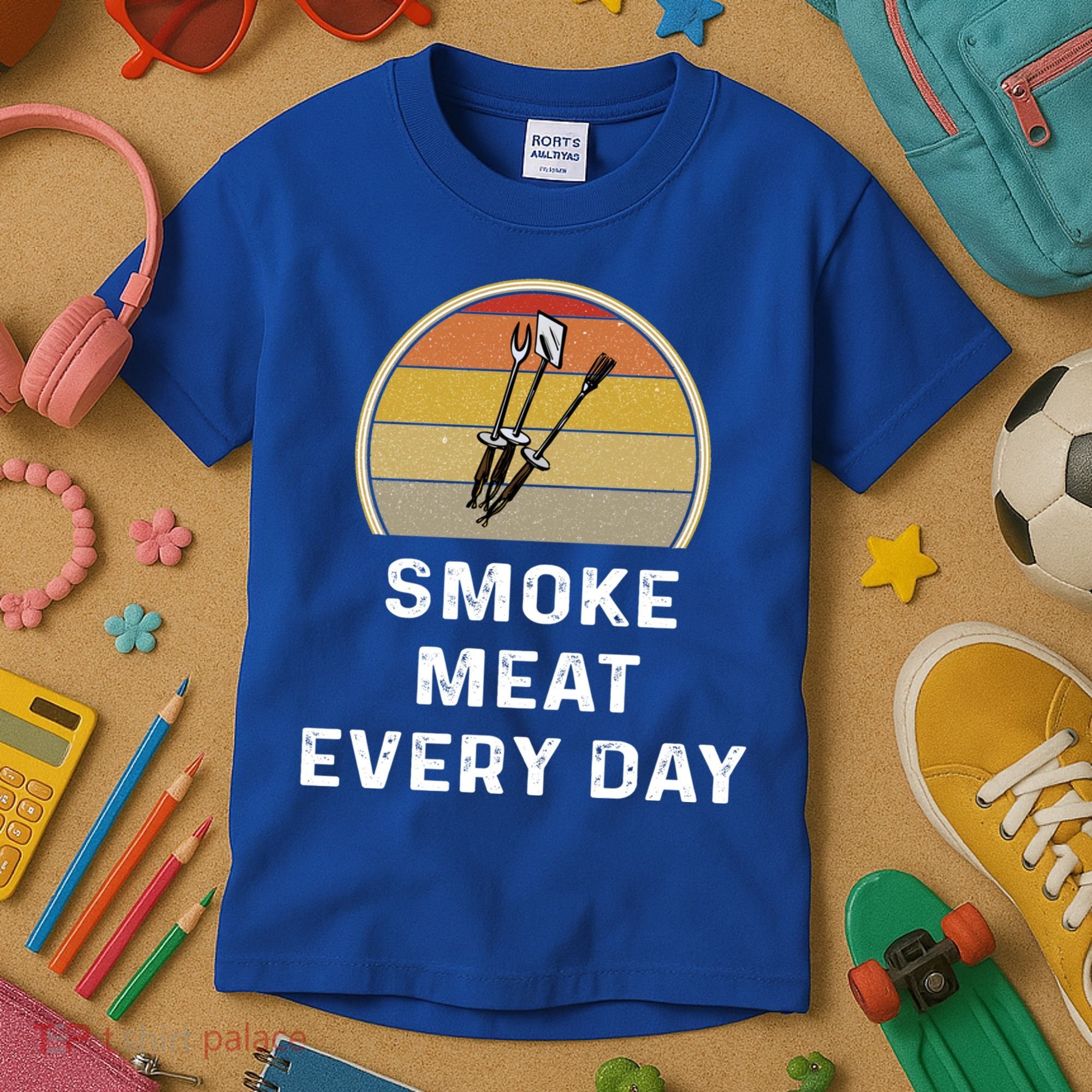 Funny Smoke Meat Every Day Brisket Smoking Grilling Meaningful Gift Great Gift Kids T-Shirt