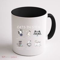 Funny Science Meme Cats In Stem Scientist Nerd Cat Lover Coffee Mug thumb 1
