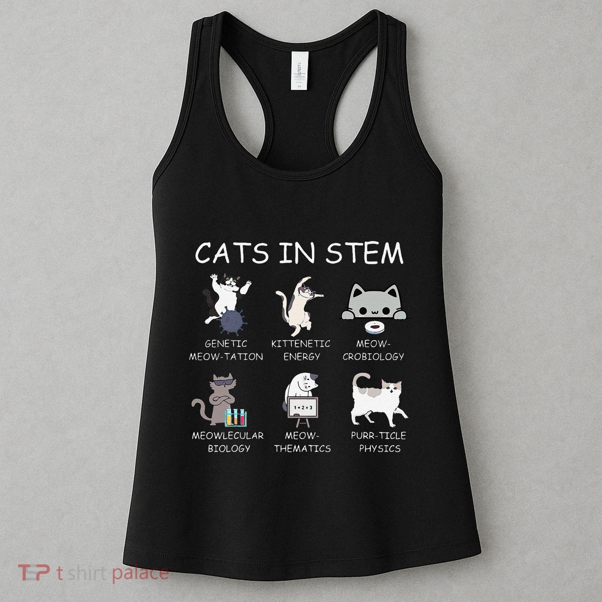 Funny Science Meme Cats In Stem Scientist Nerd Cat Lover Women's Tank Top