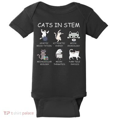 Funny Science Meme Cats In Stem Scientist Nerd Cat Lover Baby Bodysuit
