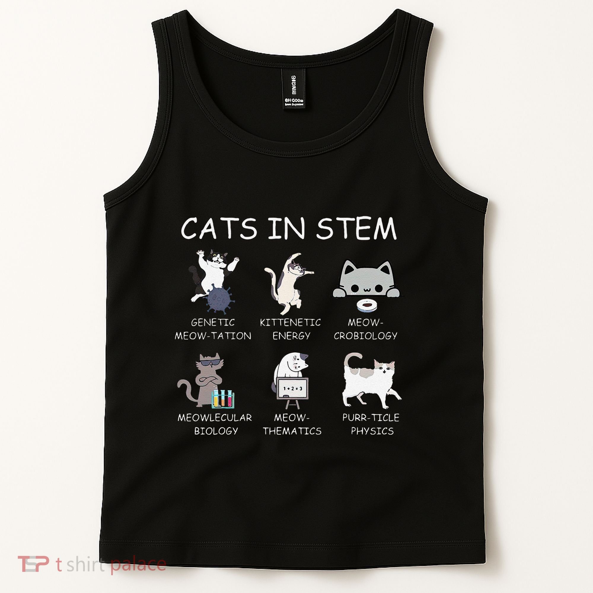 Funny Science Meme Cats In Stem Scientist Nerd Cat Lover Tank Top