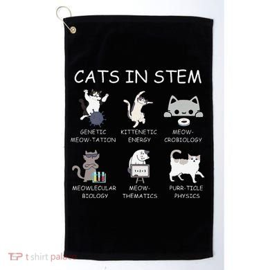Funny Science Meme Cats In Stem Scientist Nerd Cat Lover Golf Towel