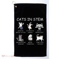 Funny Science Meme Cats In Stem Scientist Nerd Cat Lover Golf Towel thumb 0