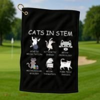 Funny Science Meme Cats In Stem Scientist Nerd Cat Lover Golf Towel thumb 1