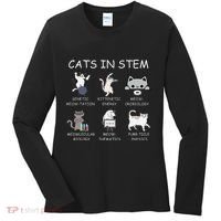 Funny Science Meme Cats In Stem Scientist Nerd Cat Lover Women's Long Sleeve Shirt thumb 0