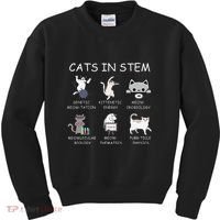 Funny Science Meme Cats In Stem Scientist Nerd Cat Lover Kids Sweatshirt thumb 0