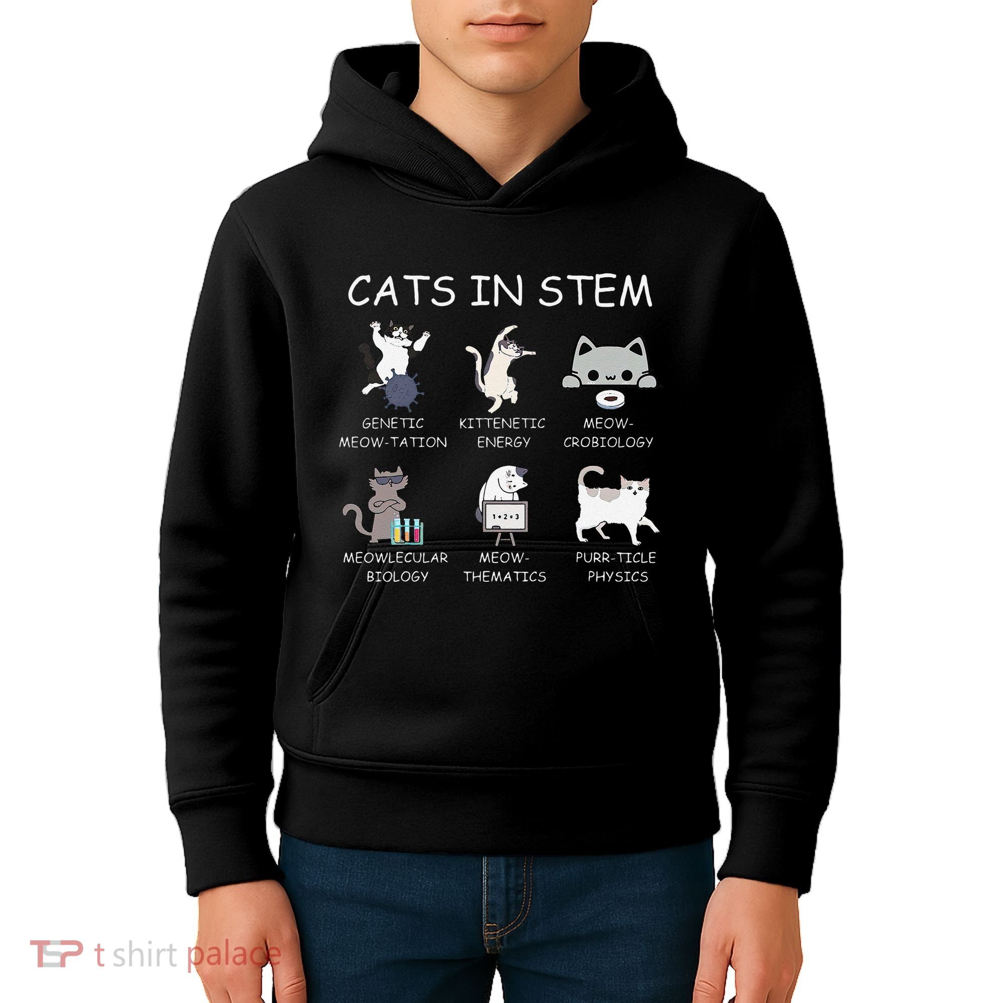Funny Science Meme Cats In Stem Scientist Nerd Cat Lover Kids Hoodie