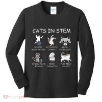 Funny Science Meme Cats In Stem Scientist Nerd Cat Lover Kids Long Sleeve Shirt thumb 0