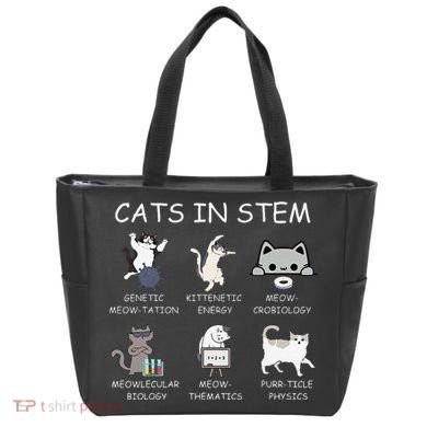 Funny Science Meme Cats In Stem Scientist Nerd Cat Lover Tote Bag