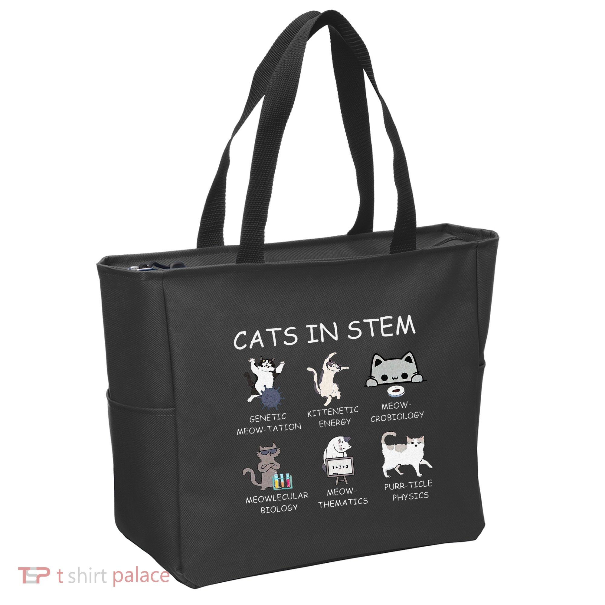 Funny Science Meme Cats In Stem Scientist Nerd Cat Lover Tote Bag