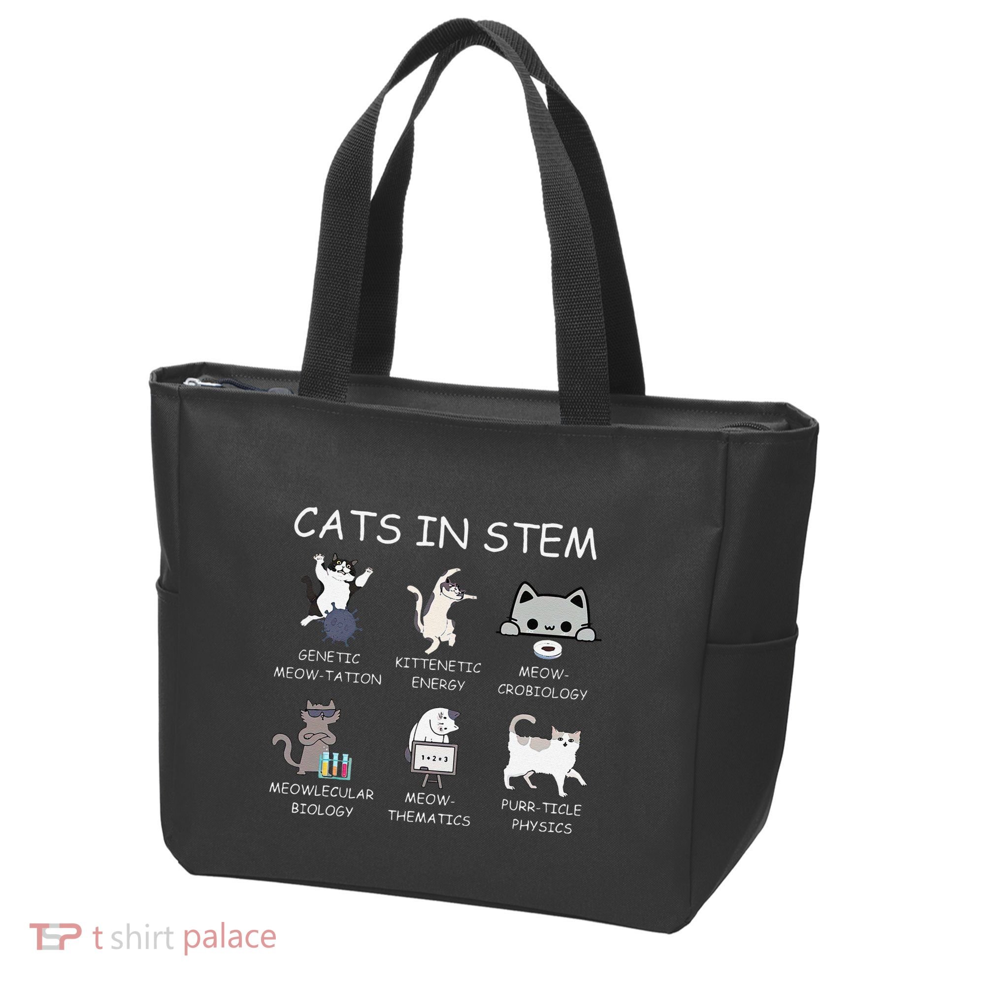 Funny Science Meme Cats In Stem Scientist Nerd Cat Lover Tote Bag