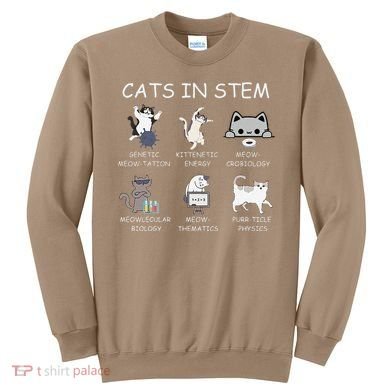 Funny Science Meme Cats In Stem Scientist Nerd Cat Lover Sweatshirt