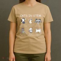 Funny Science Meme Cats In Stem Scientist Nerd Cat Lover T-Shirt thumb 4
