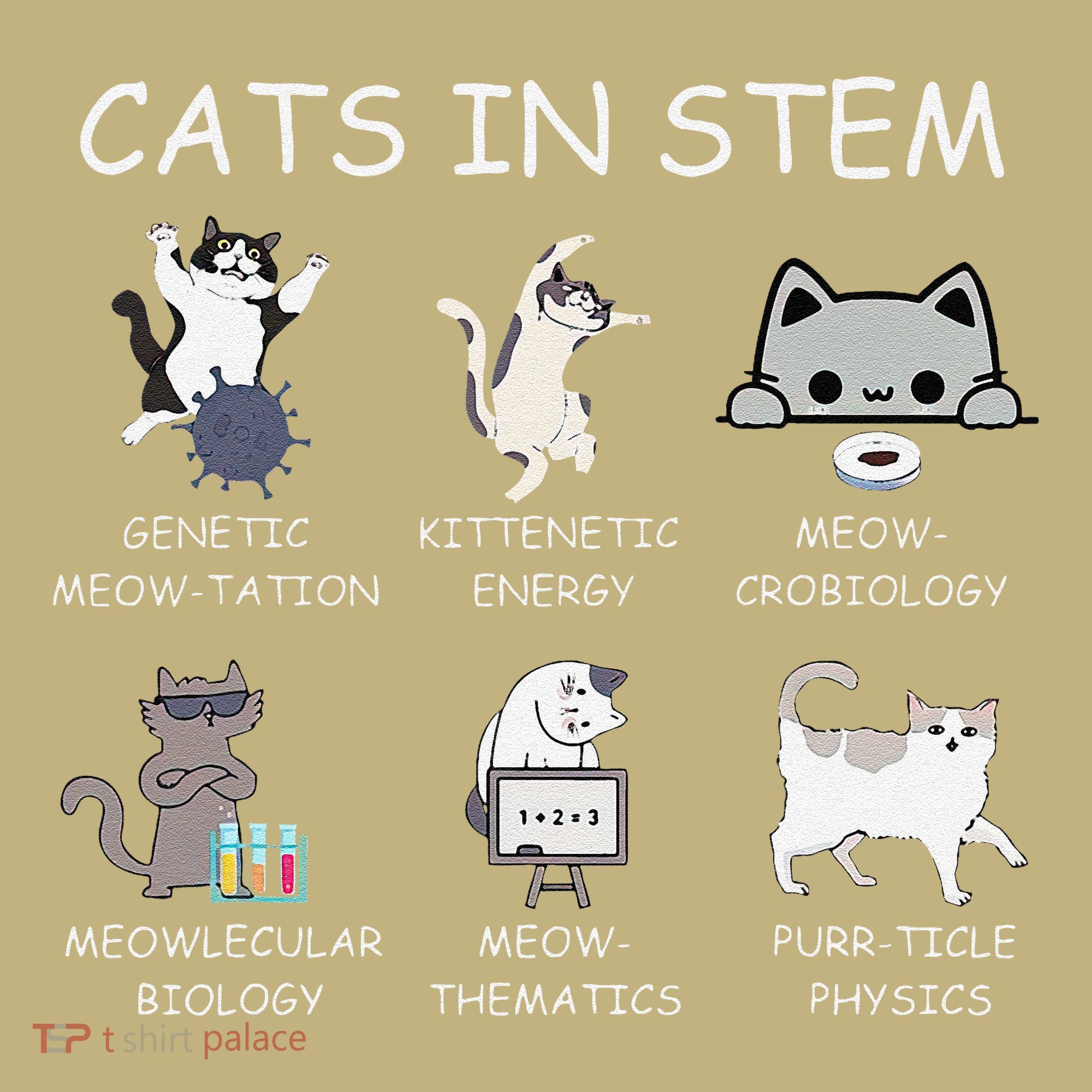 Funny Science Meme Cats In Stem Scientist Nerd Cat Lover T-Shirt