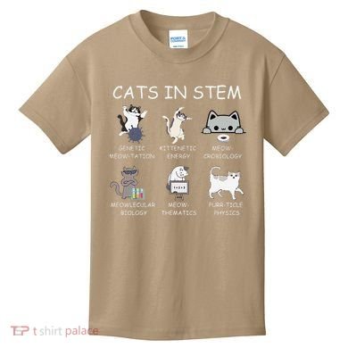 Funny Science Meme Cats In Stem Scientist Nerd Cat Lover Kids T-Shirt
