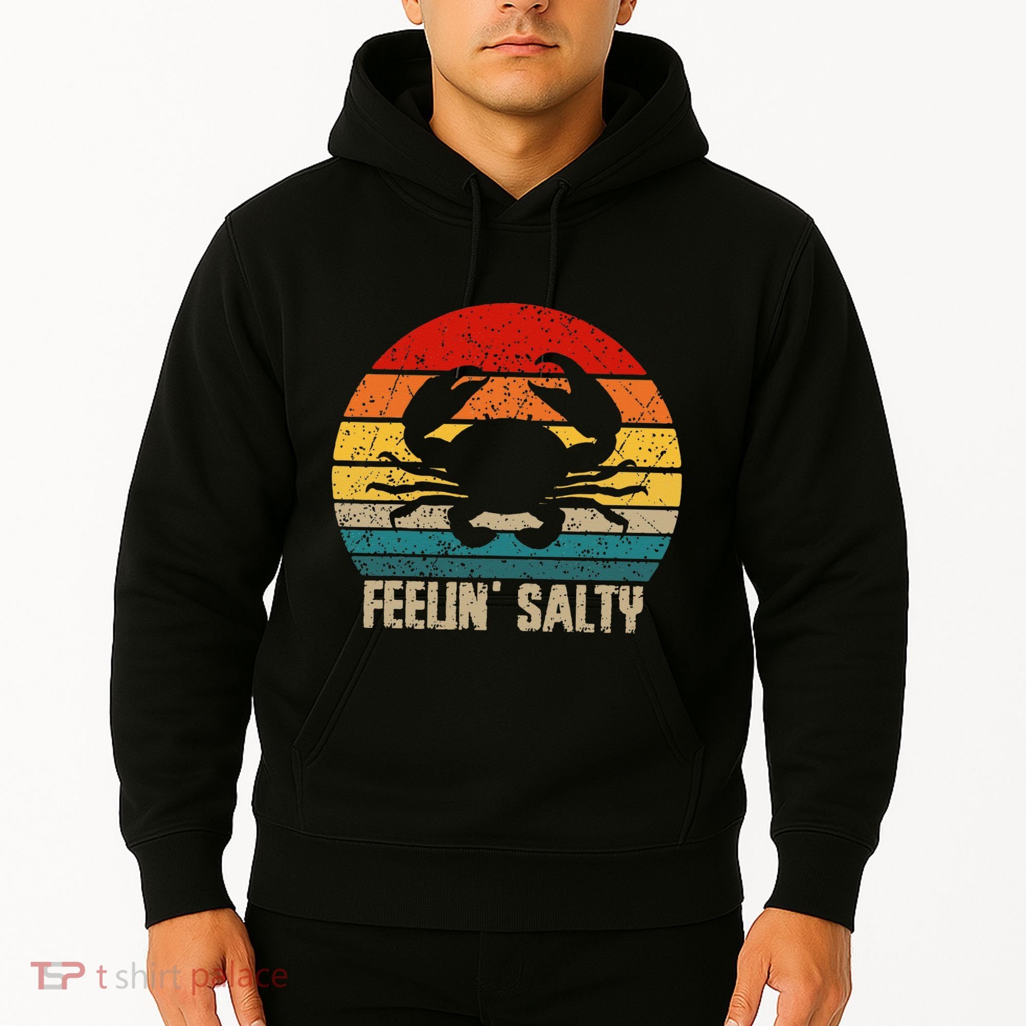 Feelin Salty Maryland Crab Sunset Graphic Hoodie