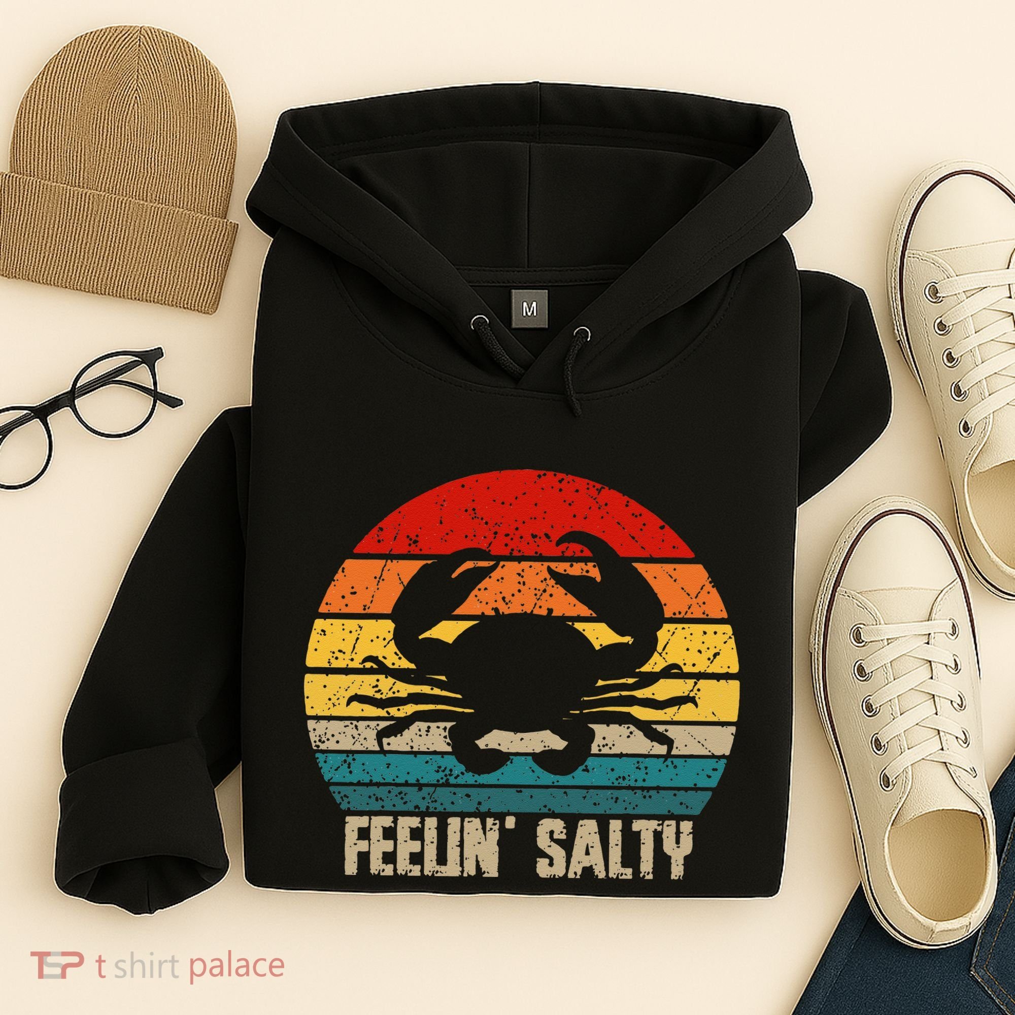 Feelin Salty Maryland Crab Sunset Graphic Hoodie