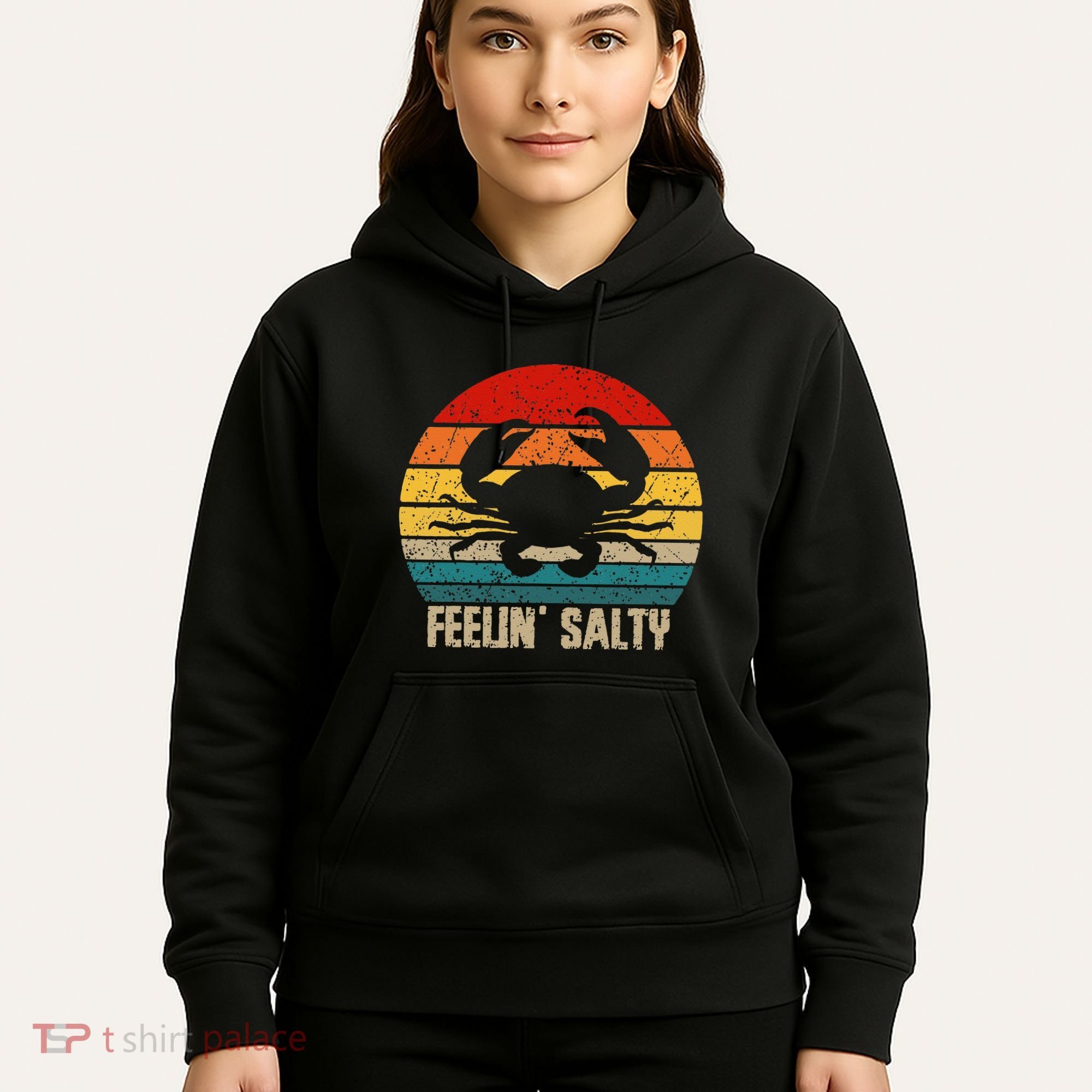 Feelin Salty Maryland Crab Sunset Graphic Hoodie