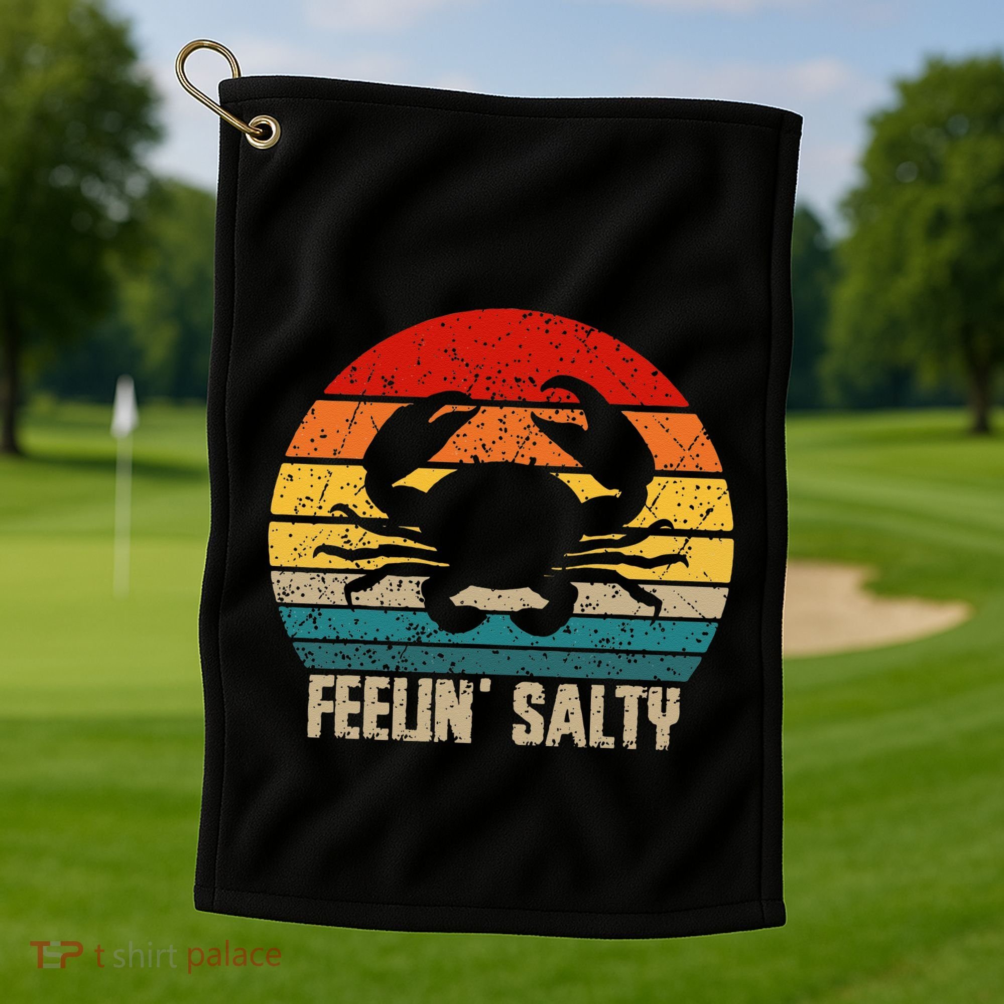 Feelin Salty Maryland Crab Sunset Graphic Golf Towel