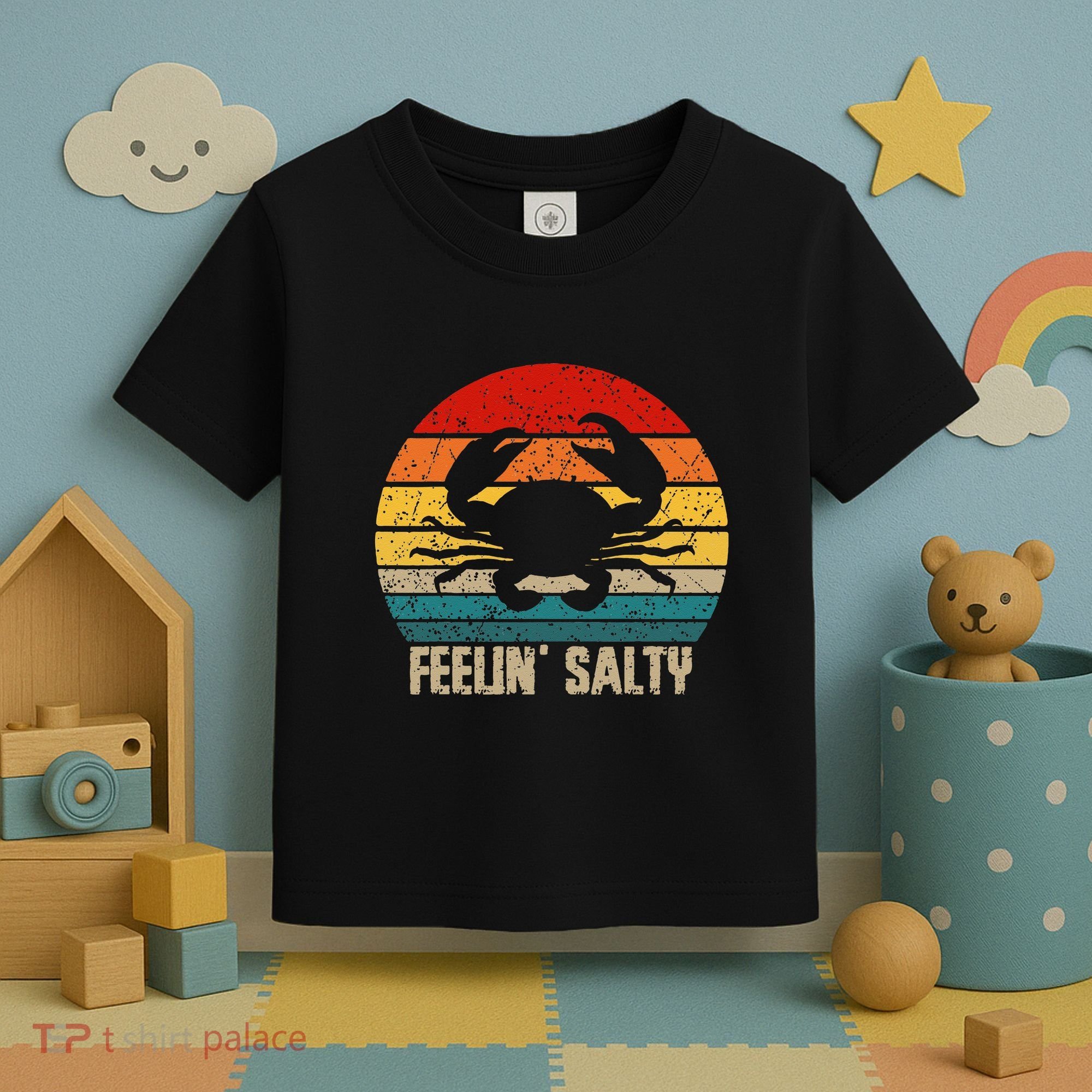 Feelin Salty Maryland Crab Sunset Graphic Toddler T-Shirt