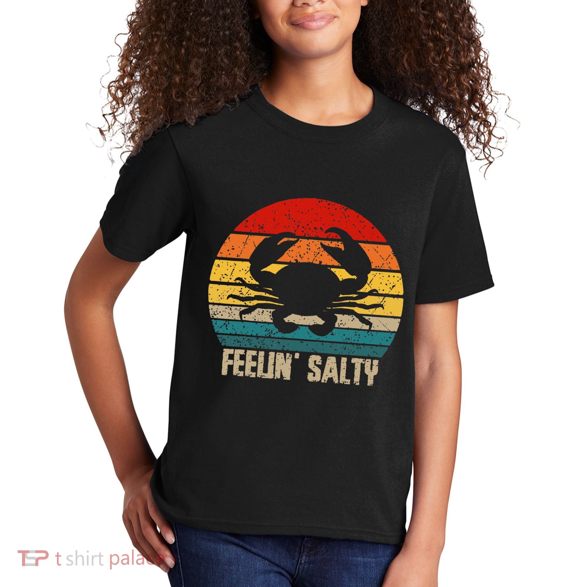 Feelin Salty Maryland Crab Sunset Graphic Kids T-Shirt