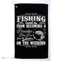 Fishing Saved Me From Becoming A Pornstar Gift Golf Towel thumb 0