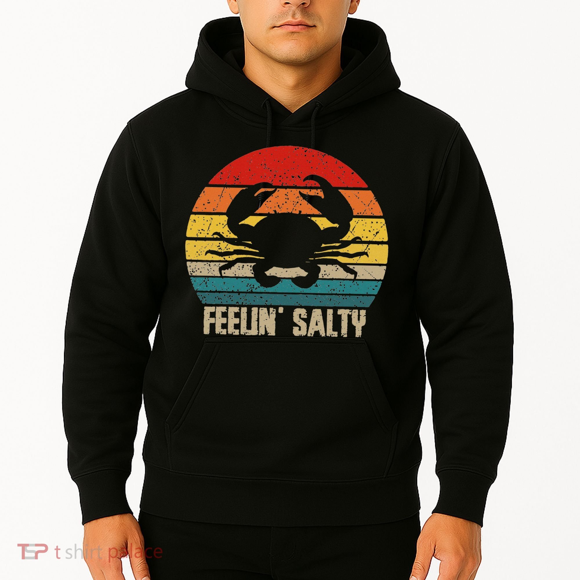 Feelin Salty Maryland Crab Sunset Graphic Hoodie