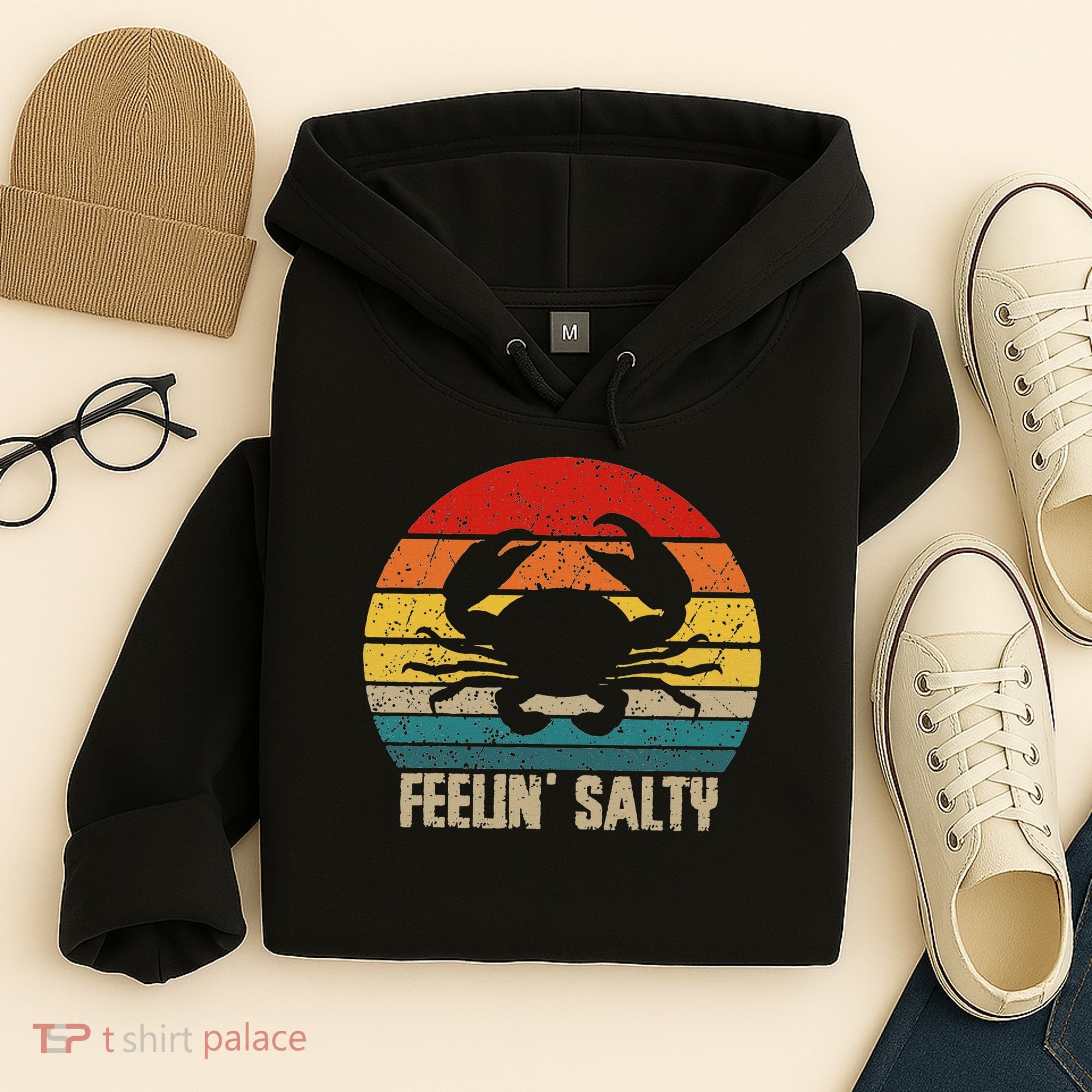 Feelin Salty Maryland Crab Sunset Graphic Hoodie