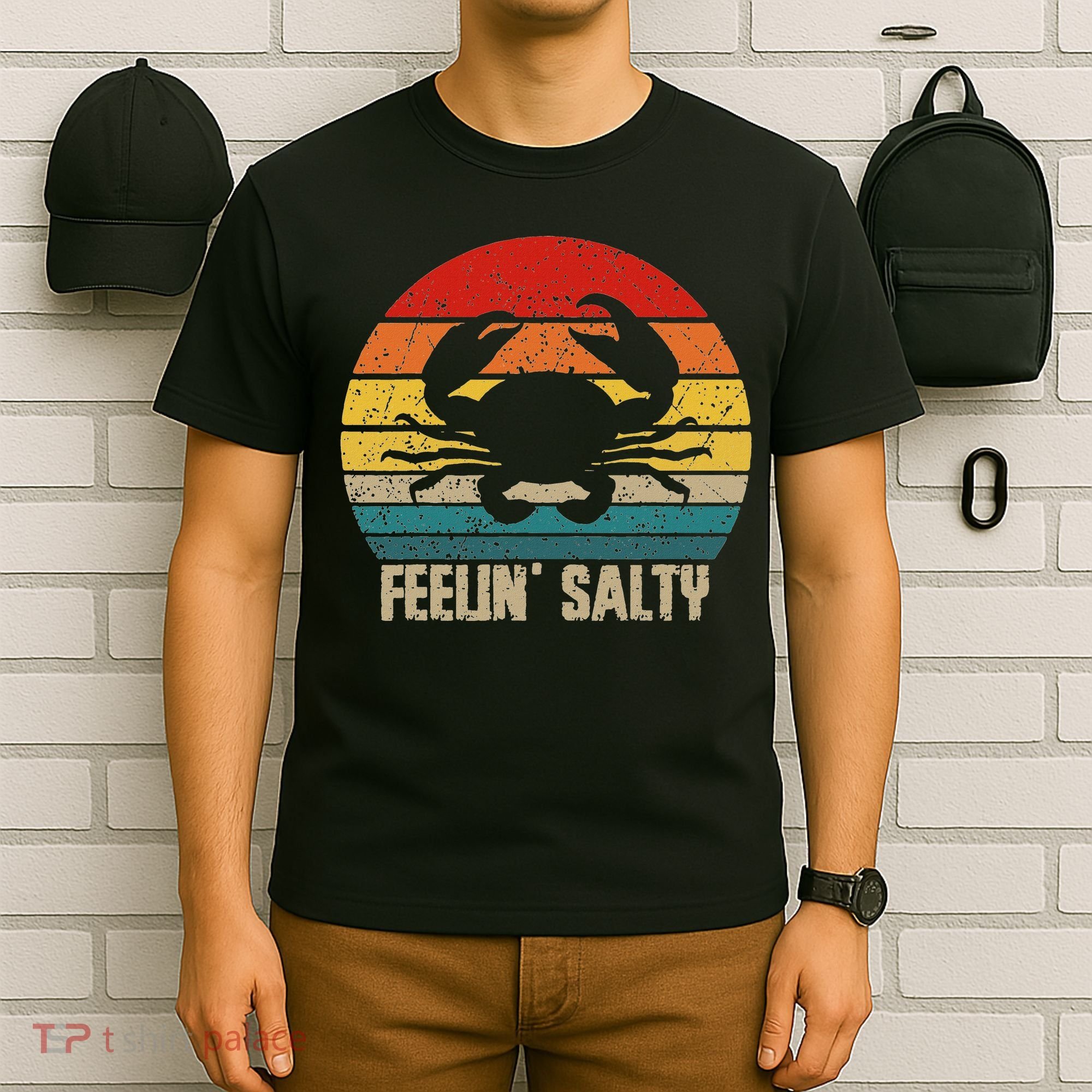 Feelin Salty Maryland Crab Sunset Graphic T-Shirt