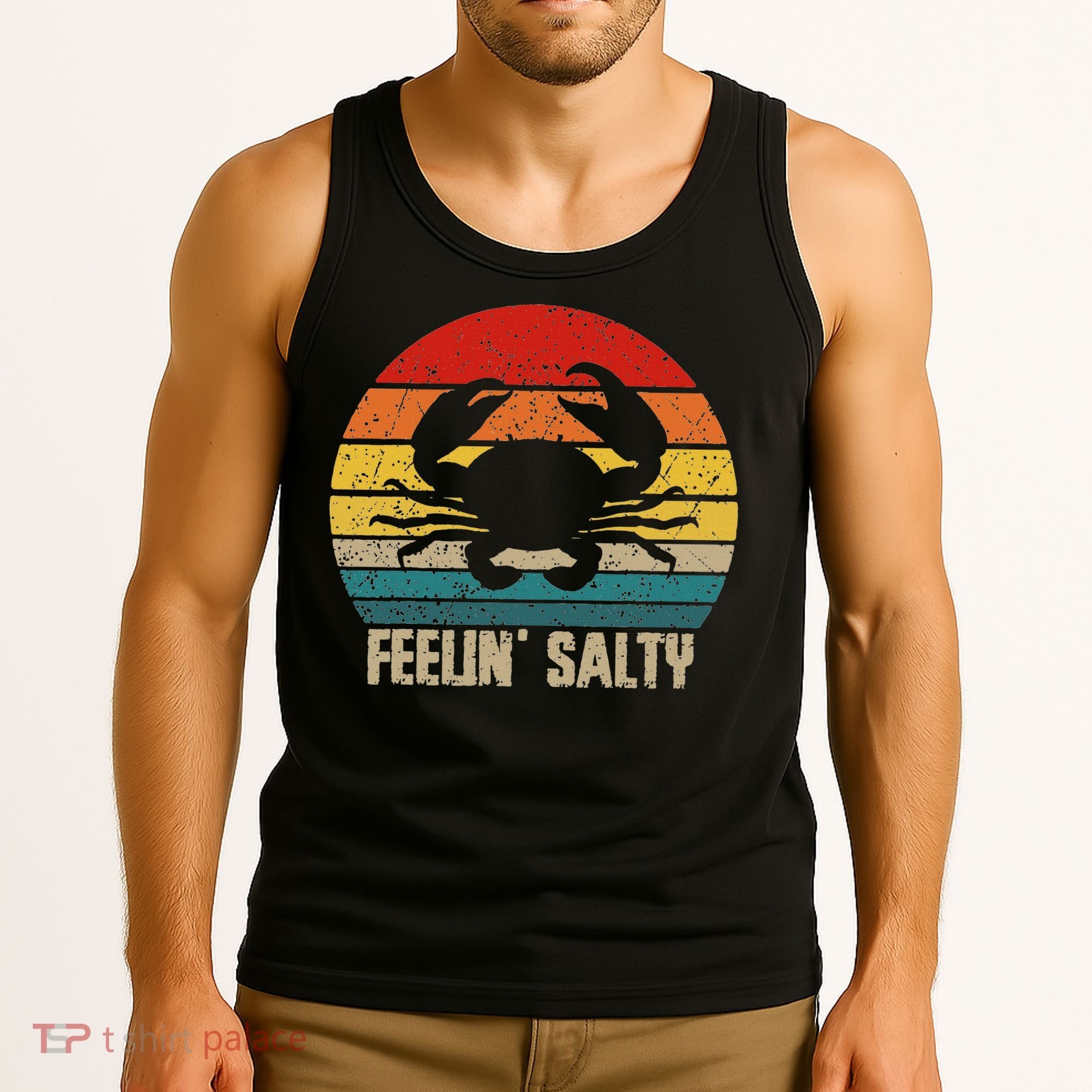 Feelin Salty Maryland Crab Sunset Graphic Tank Top