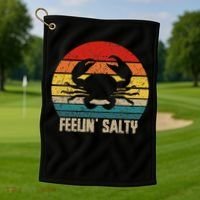 Feelin Salty Maryland Crab Sunset Graphic Golf Towel thumb 1