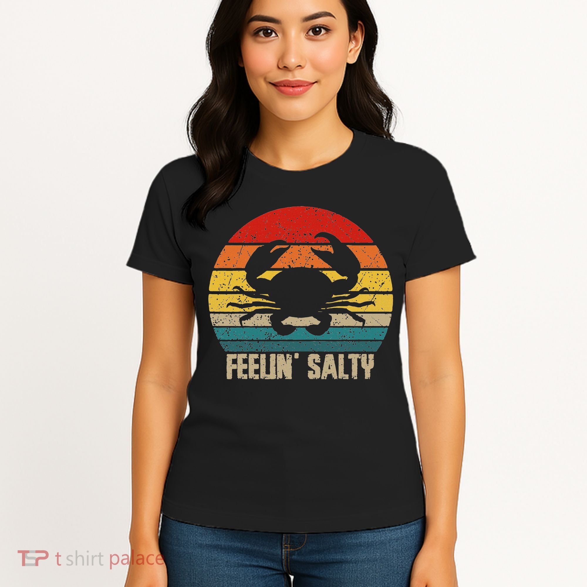 Feelin Salty Maryland Crab Sunset Graphic Women's T-Shirt