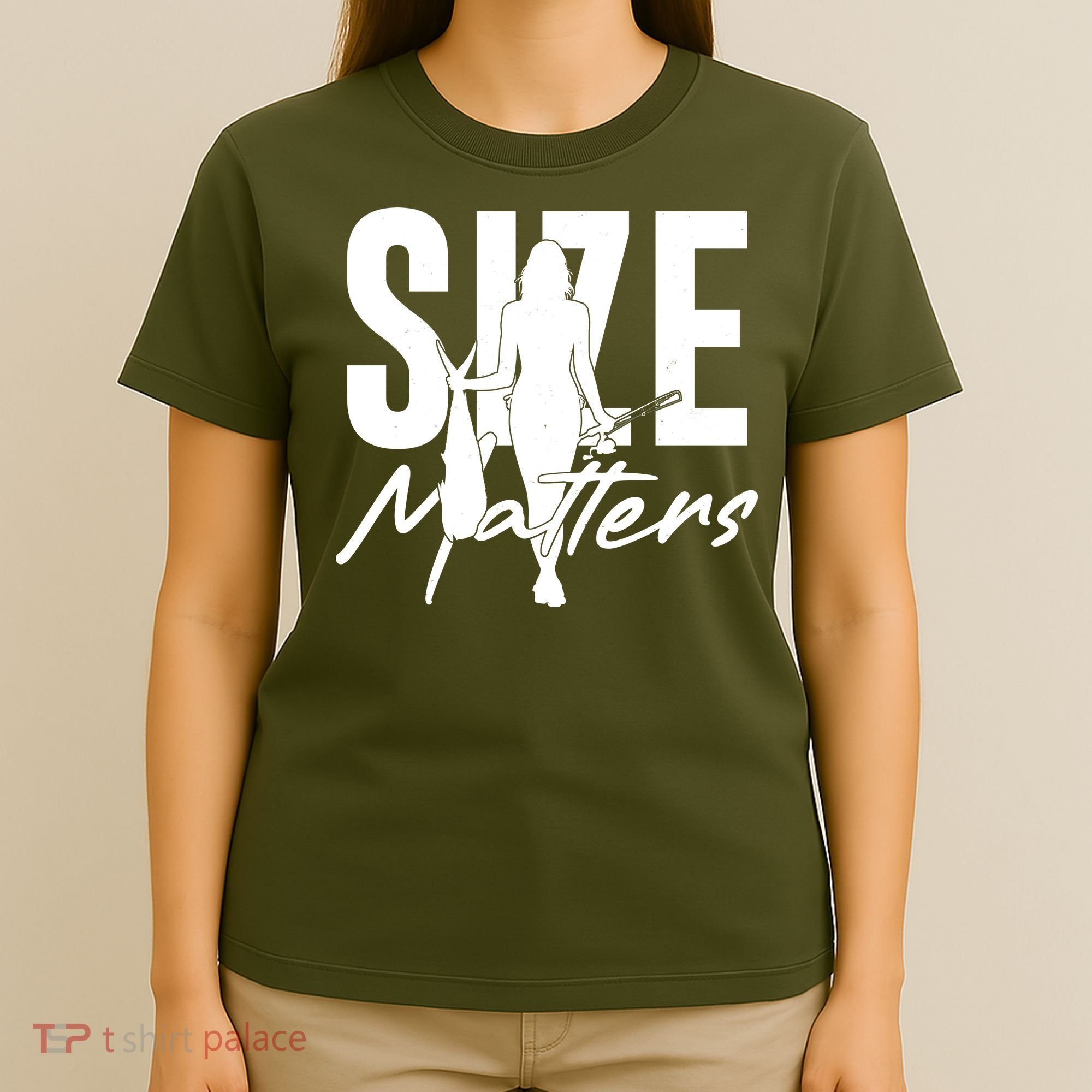 Funny Size Matters Sexy Woman Fisher Fisherman T-Shirt