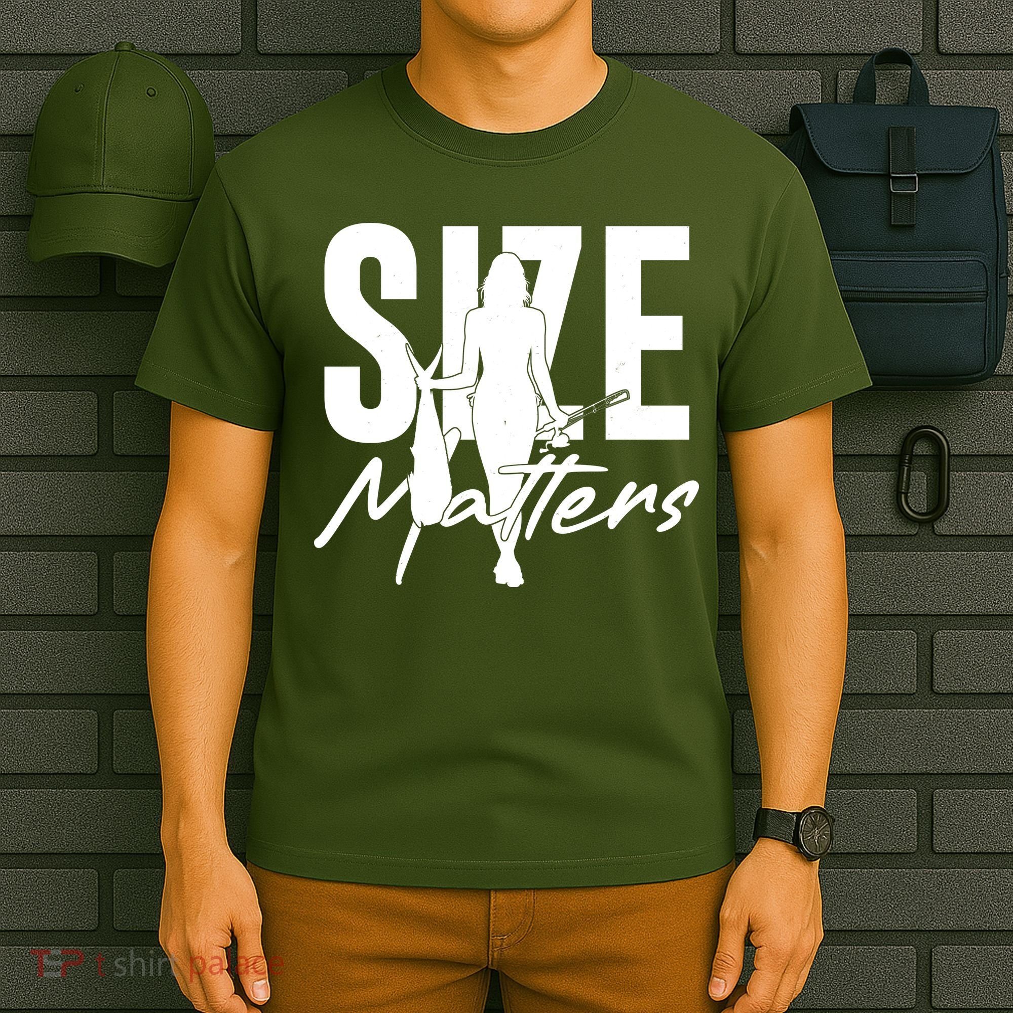 Funny Size Matters Sexy Woman Fisher Fisherman T-Shirt