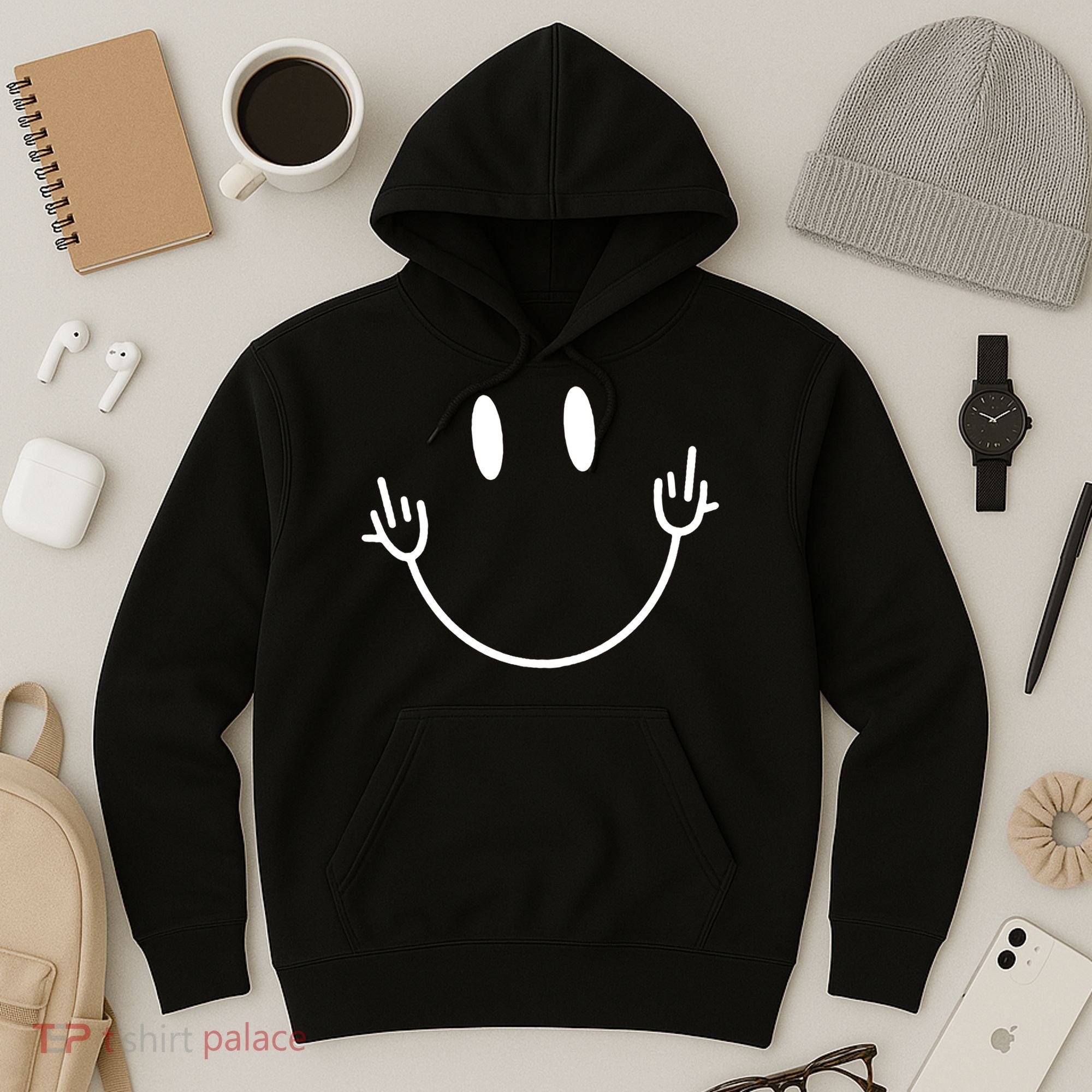 Funny Smiley Middle Finger Smile Face Hoodie